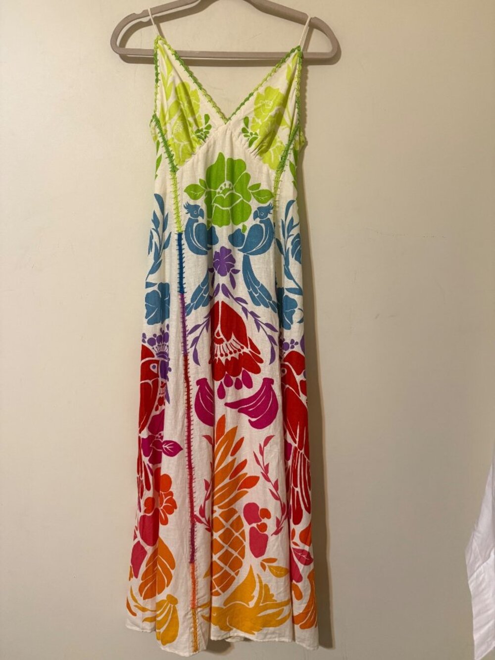 FARM Rio $265 Embroidered Tropical Rainbow Graphic Maxi Dress NWT XS - Picture 3 of 11